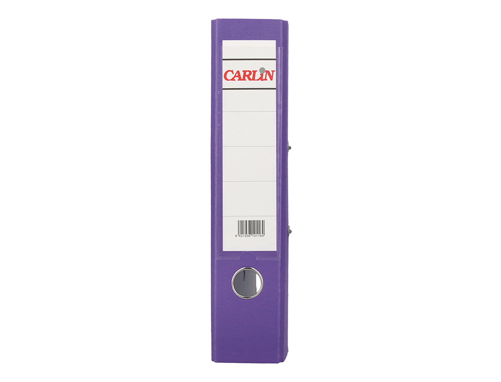 ARCHIVADOR DE PALANCA CARLIN DIN A4 FORRADO POLIPROPILENO CON RADO LOMO ANCHO 75 MM MORADO