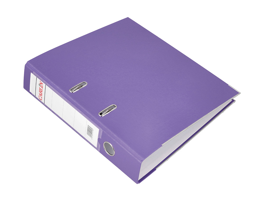 ARCHIVADOR DE PALANCA CARLIN DIN A4 FORRADO POLIPROPILENO CON RADO LOMO ANCHO 75 MM MORADO