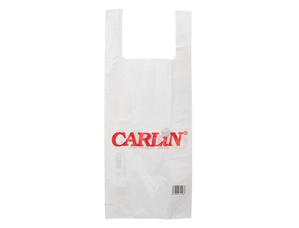 BOLSA PLASTICO CAMISETA CARLIN 200 MC 70% RECICLADA 60/40X70 CM PAQUETE DE 50 UNIDADES