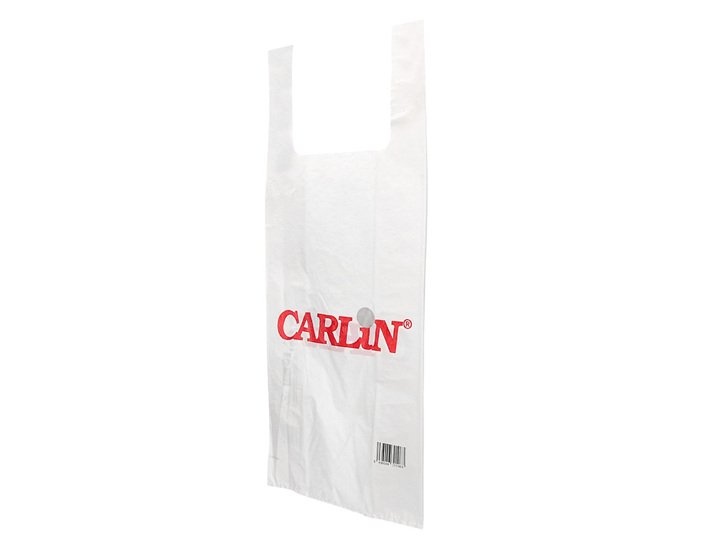 BOLSA PLASTICO CAMISETA CARLIN 200 MC 70% RECICLADA 60/40X70 CM PAQUETE DE 50 UNIDADES