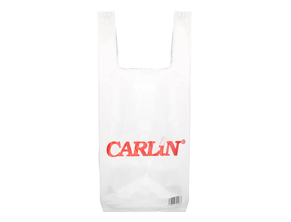 BOLSA PLASTICO CAMISETA CARLIN 200 MC 70% RECICLADA 60/40X70 CM PAQUETE DE 50 UNIDADES