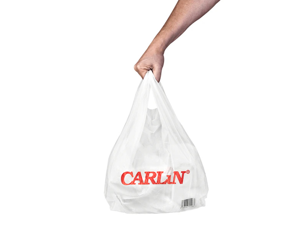 BOLSA PLASTICO CAMISETA CARLIN 200 MC 70% RECICLADA 60/40X70 CM PAQUETE DE 50 UNIDADES