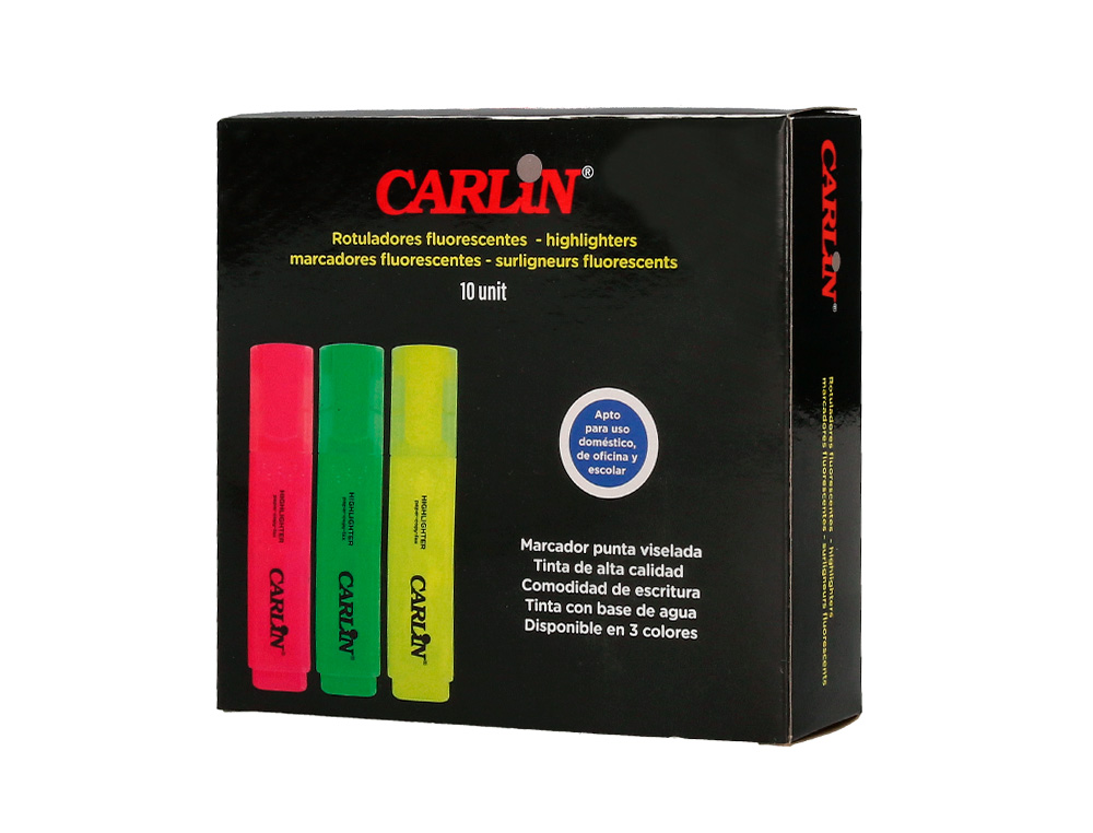 ROTULADOR CARLIN FLUORESCENTE AMARILLO PUNTA BISELADA