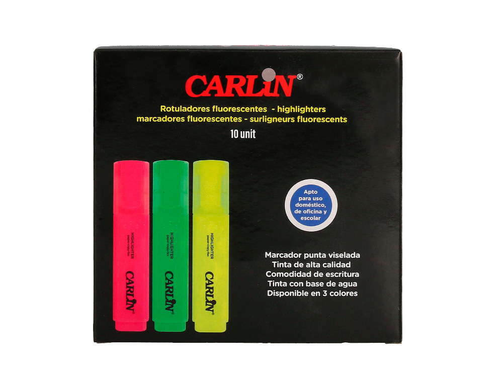 ROTULADOR CARLIN FLUORESCENTE AMARILLO PUNTA BISELADA