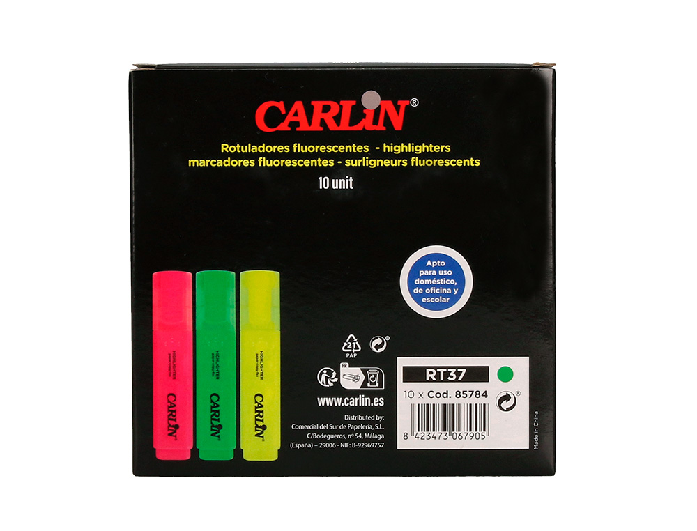 ROTULADOR CARLIN FLUORESCENTE VERDE PUNTA BISELADA