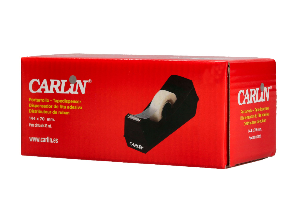 PORTARROLLO SOBREMESA CARLIN PLASTICO PARA CINTA DE 33 MT COLOR NEGRO