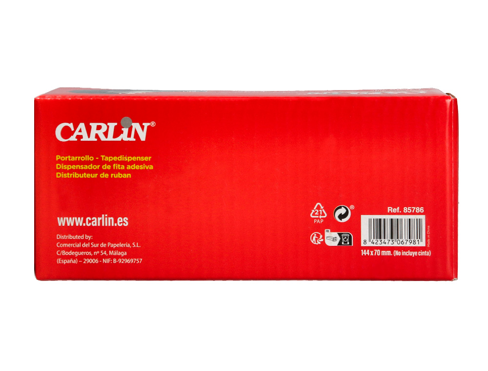 PORTARROLLO SOBREMESA CARLIN PLASTICO PARA CINTA DE 33 MT COLOR NEGRO