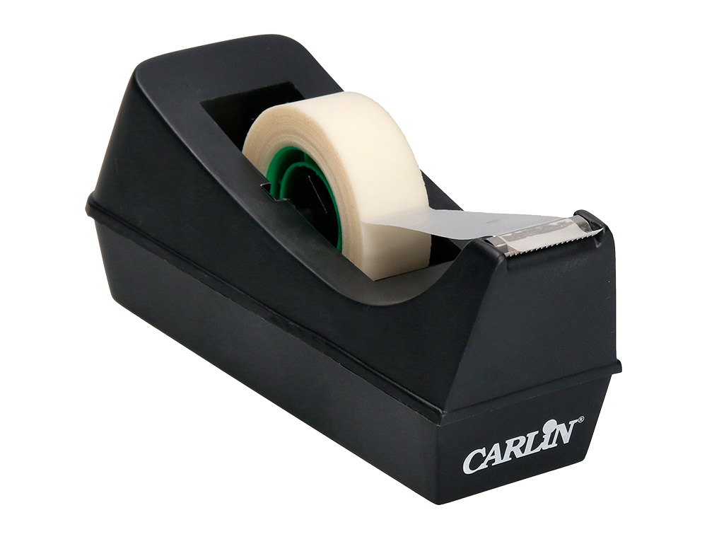 PORTARROLLO SOBREMESA CARLIN PLASTICO PARA CINTA DE 33 MT COLOR NEGRO