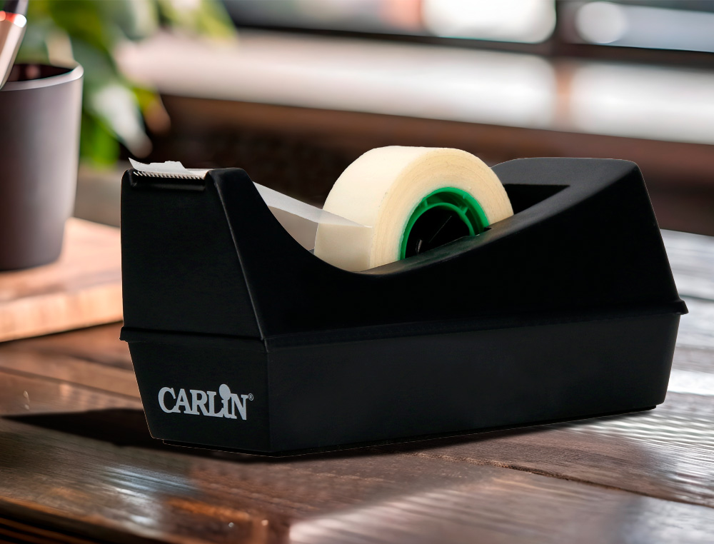 PORTARROLLO SOBREMESA CARLIN PLASTICO PARA CINTA DE 33 MT COLOR NEGRO