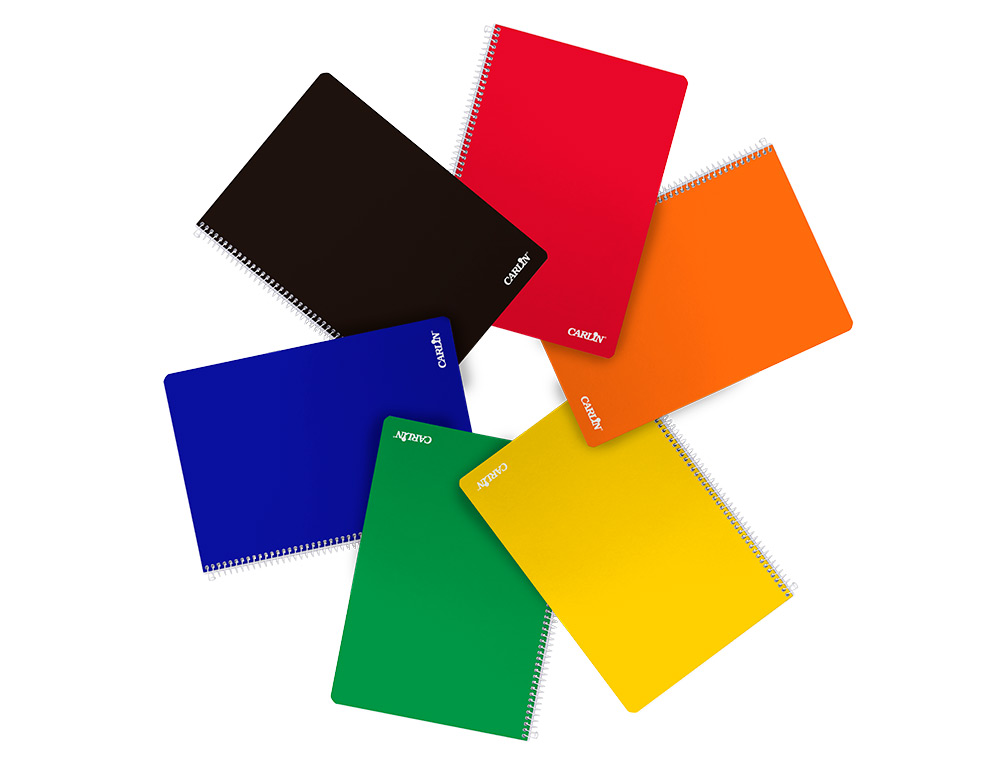 CUADERNO ESPIRAL CARLIN A4 TAPA DURA 80H 90GR CUADRO 4MM CON MARGEN COLORES SURTIDOS