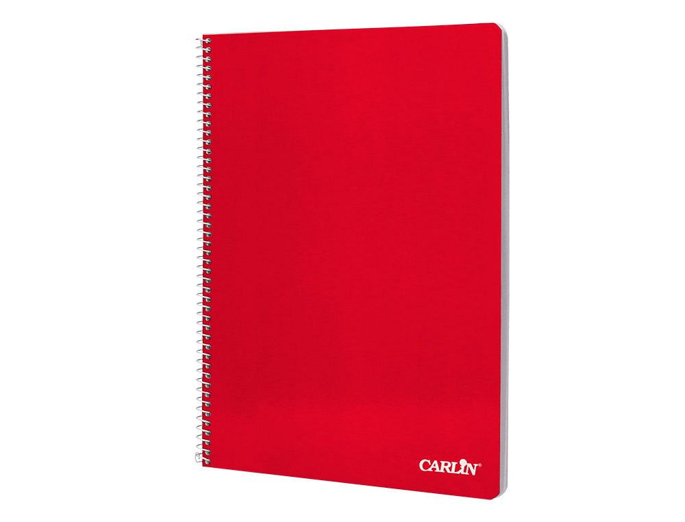 CUADERNO ESPIRAL CARLIN A4 TAPA DURA 80H 90GR CUADRO 4MM CON MARGEN COLORES SURTIDOS