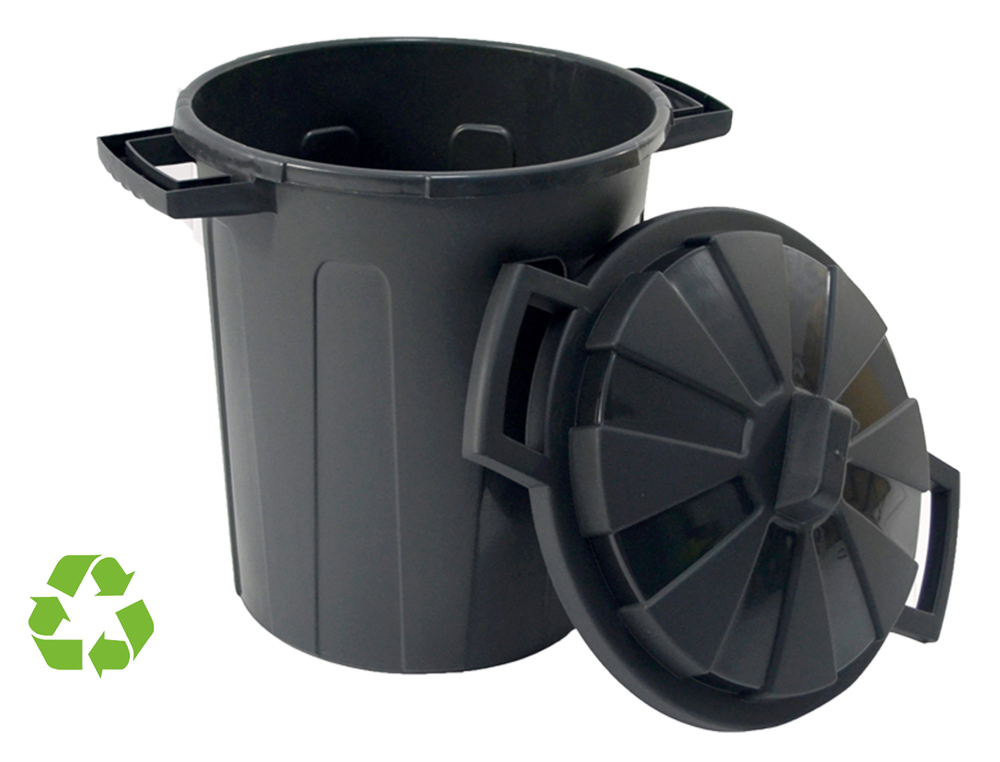 CONTENEDOR DE RECICLAJE ARCHIVO 2000 CON TAPA 100 LITROS NEGRO 540X640X680 MM