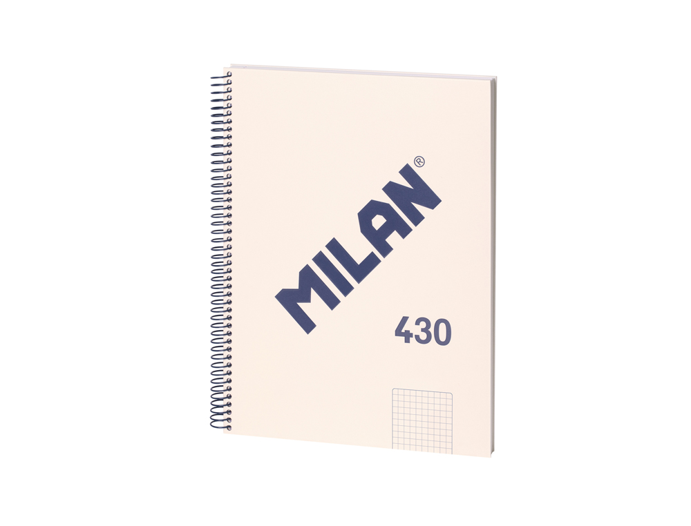 CUADERNO ESPIRAL MILAN TAPA DURA DIN A4 80 HOJAS MICROPERFORADO 4 TALADROS CUADRO 5 MM SERIE 1918 BEIGE