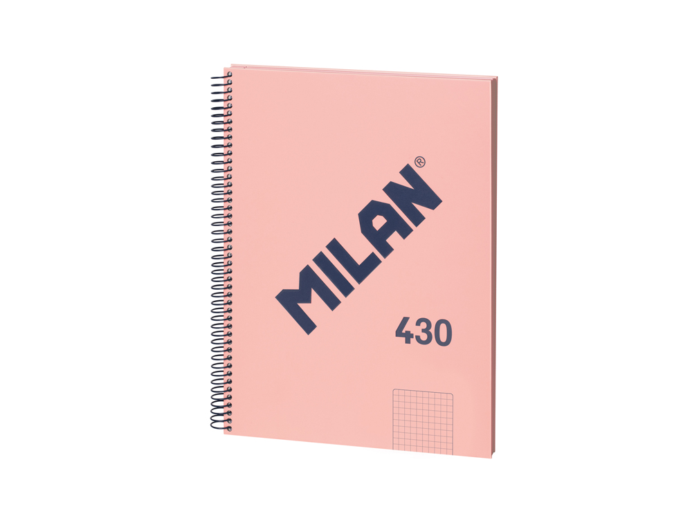 CUADERNO ESPIRAL MILAN TAPA DURA DIN A4 80 HOJAS MICROPERFORADO 4 TALADROS CUADRO 5 MM SERIE 1918 ROSA