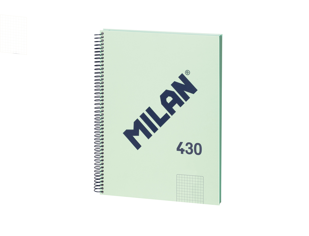 CUADERNO ESPIRAL MILAN TAPA DURA DIN A4 80 HOJAS MICROPERFORADO 4 TALADROS CUADRO 5 MM SERIE 1918 VERDE
