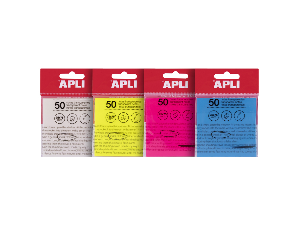 BLOC DE NOTAS ADHESIVAS QUITA Y PON APLI 75X75 MM 50 HOJAS TRANSPARENTE ROSA