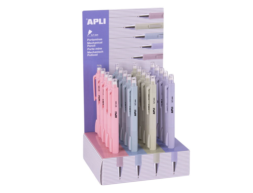 PORTAMINAS APLI 0,7 MM RETRACTIL COLORES PASTEL