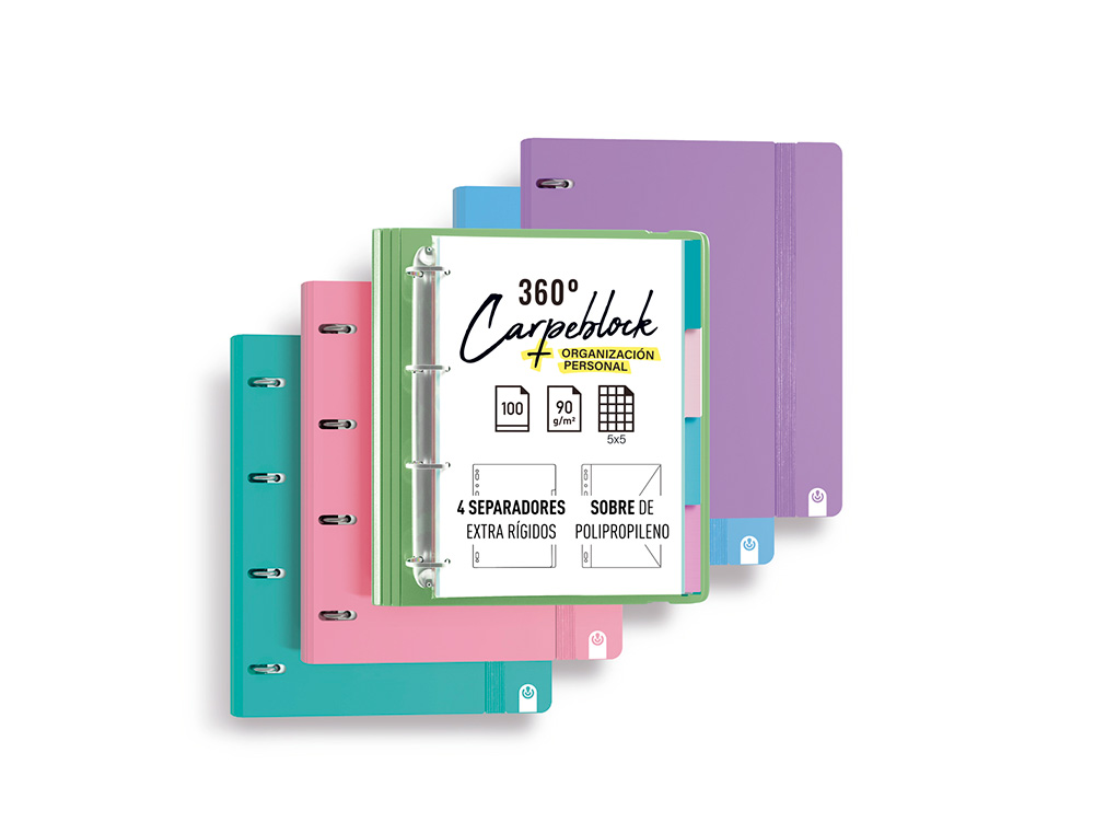 CARPETA CARPEBLOCK CARCHIVO DIN A4 FOAM CON RECAMBIO BONUS 360º STYLE COLOR ROSA