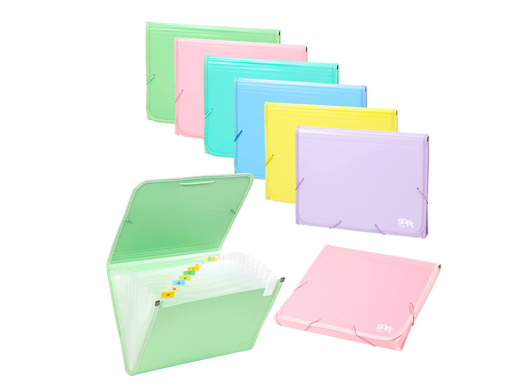 CARPETA CARCHIVO CLASIFICADORA ACORDEON 13 DEPARTAMENTOS POLIPROPILENO FOAM SOFT CON RIBETE Y GOMAS