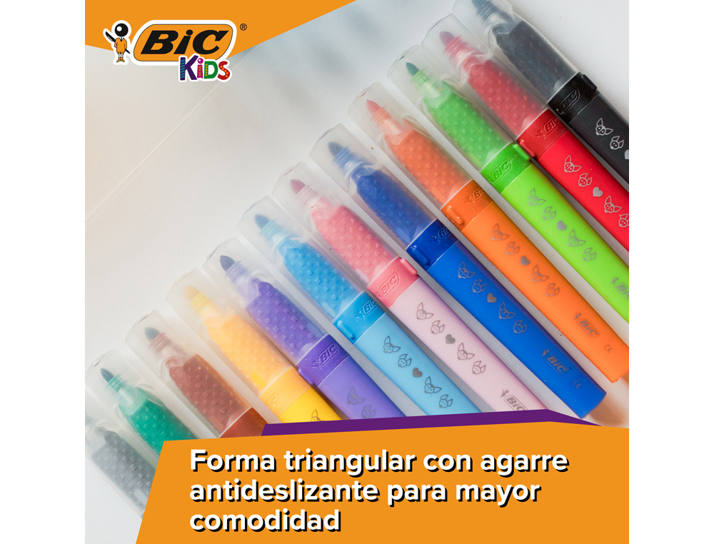 ROTULADOR BIC KIDS COMFORT JUMBO LAVABLE ESTUCHE DE 12 UNIDADES COLORES SURTIDOS