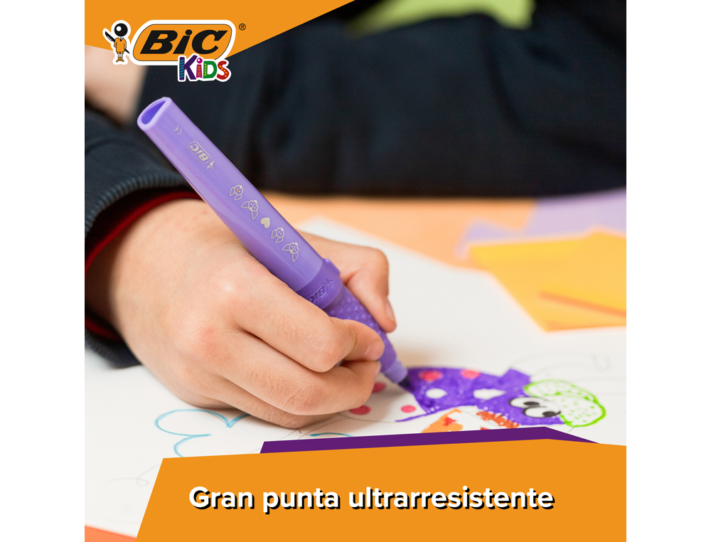 ROTULADOR BIC KIDS COMFORT JUMBO LAVABLE ESTUCHE DE 12 UNIDADES COLORES SURTIDOS