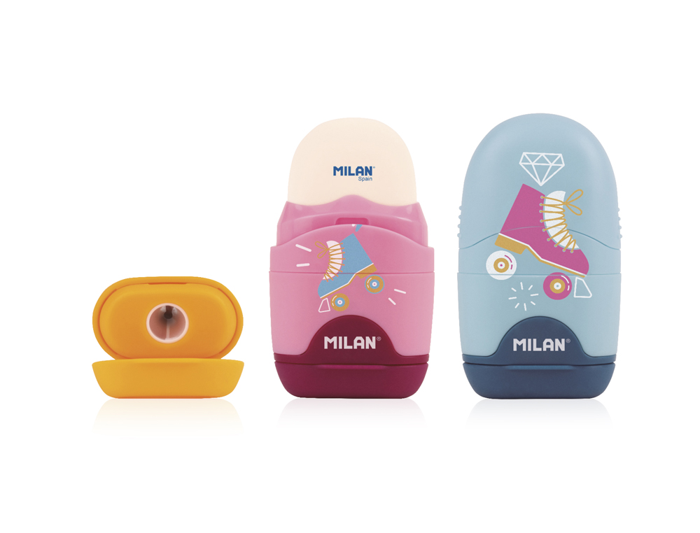 SACAPUNTAS MILAN SERIE ESPECIAL CAPSULE ROLLER PLASTICO 1 USO CON GOMA