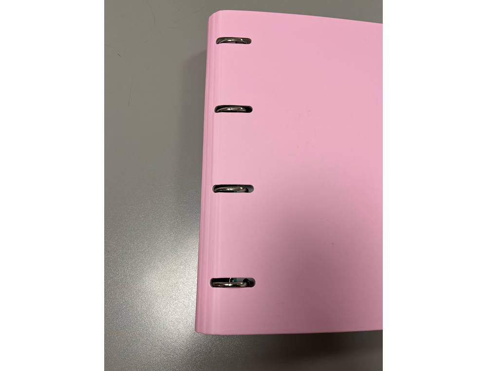 CARPETA 4 ANILLAS DE 35 MM PARDO CARTON FORRADO TOUCH DIN A4 CON RECAMBIO 120 HOJAS 90 GR ROSA PASTEL