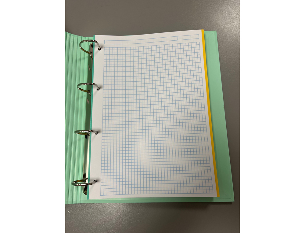 CARPETA 4 ANILLAS DE 35 MM PARDO CARTON FORRADO TOUCH DIN A4 CON RECAMBIO 120 HOJAS 90 GR VERDE PASTEL