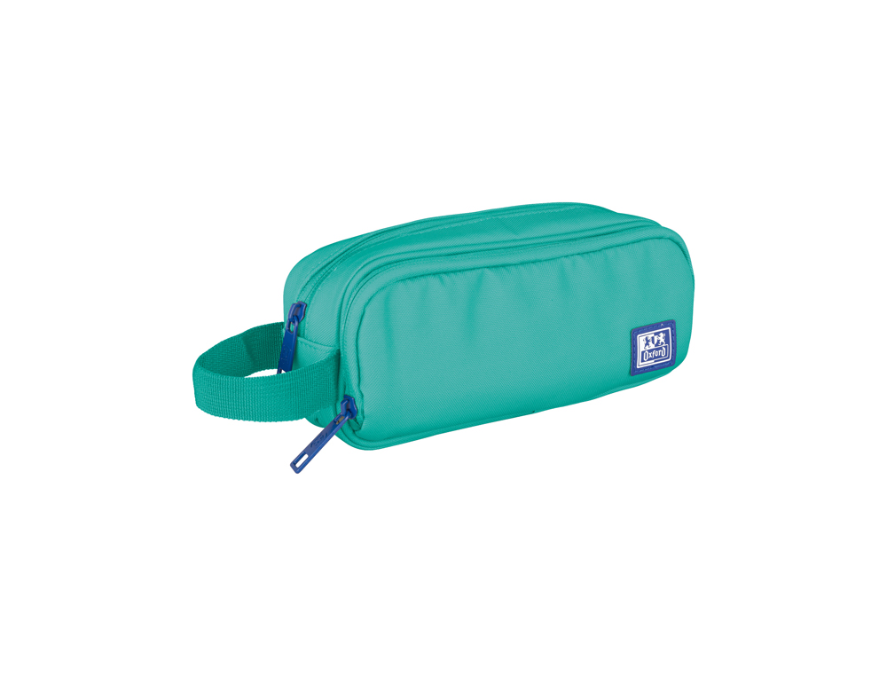 BOLSO ESCOLAR OXFORD PORTATODO KANGOO B-SMART DOBLE CREMALLERA COLOR VERDE MENTA 225X80X70 MM