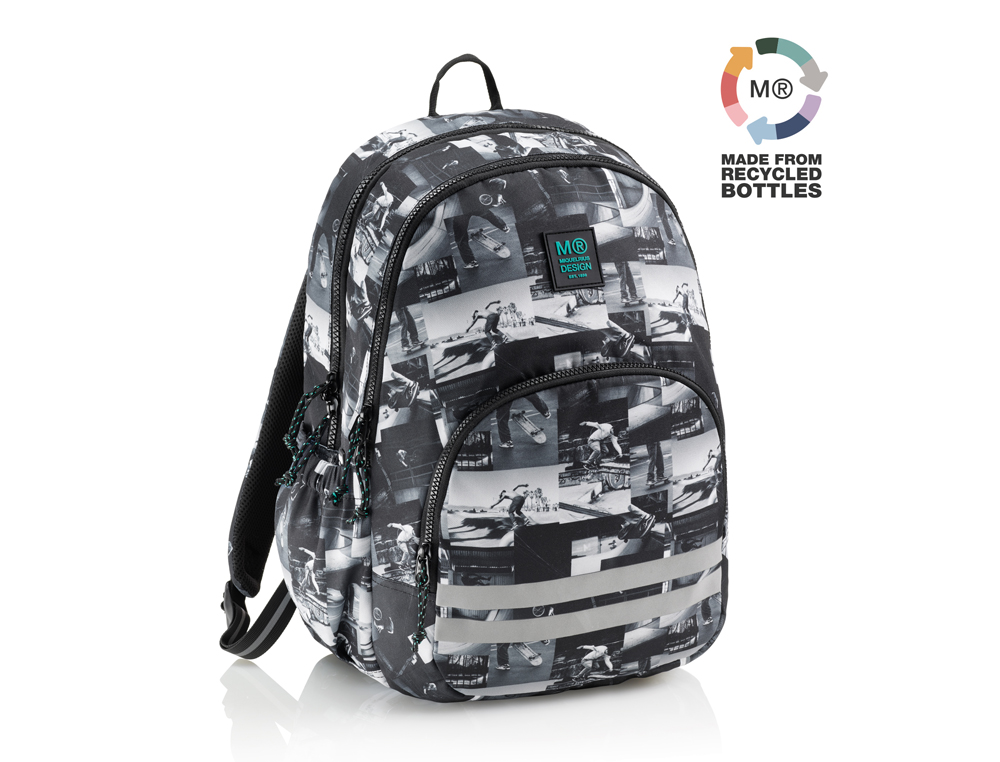 MOCHILA MIQUELRIUS OSLO RECICLADA TRIPLE SKATE PARK ADAPTABLE A CARRO 410X280X165 MM