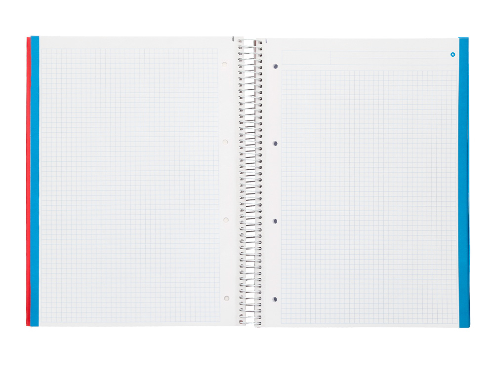 CUADERNO ESPIRAL CARLIN A4 MICRO TAPA FORRADA 120H 90 GR CUADRO 5MM 4 TALADROS 5 BANDAS6 COLORES SURTIDOS REFº 16017