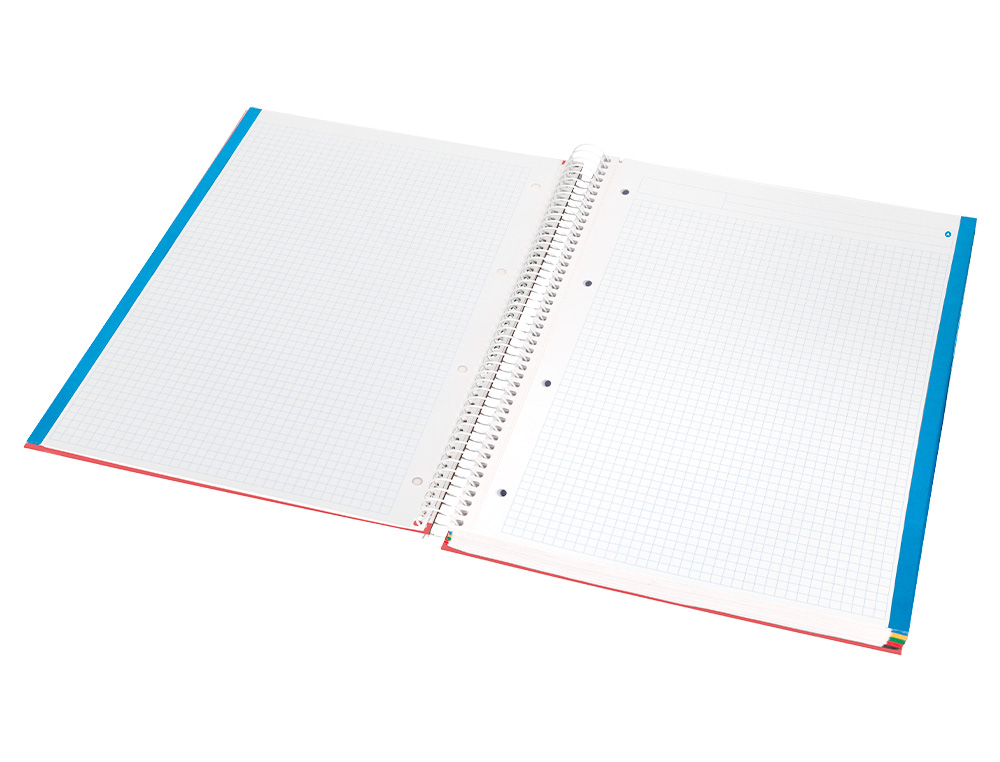 CUADERNO ESPIRAL CARLIN A4 MICRO TAPA FORRADA 120H 90 GR CUADRO 5MM 4 TALADROS 5 BANDAS6 COLORES SURTIDOS REFº 16017