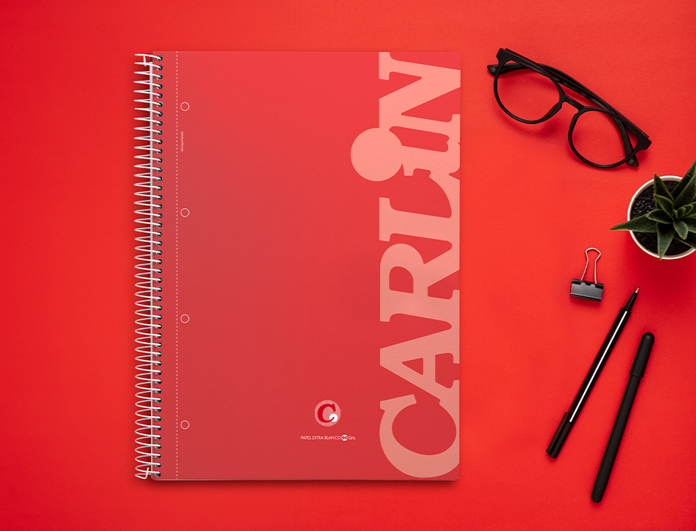 CUADERNO ESPIRAL CARLIN A4 MICRO TAPA FORRADA 120H 90 GR CUADRO 5MM 4 TALADROS 5 BANDAS6 COLORES SURTIDOS REFº 16017