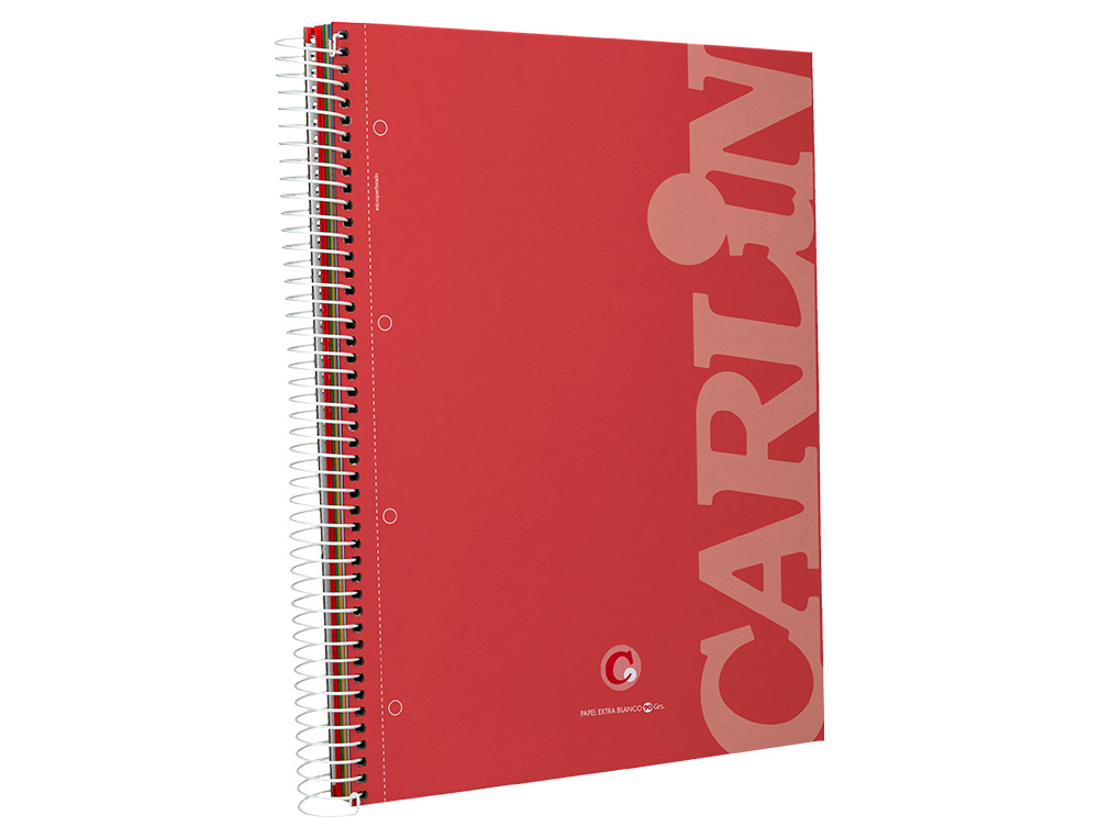 CUADERNO ESPIRAL CARLIN A4 MICRO TAPA FORRADA 120H 90 GR CUADRO 5MM 4 TALADROS 5 BANDAS6 COLORES SURTIDOS REFº 16017