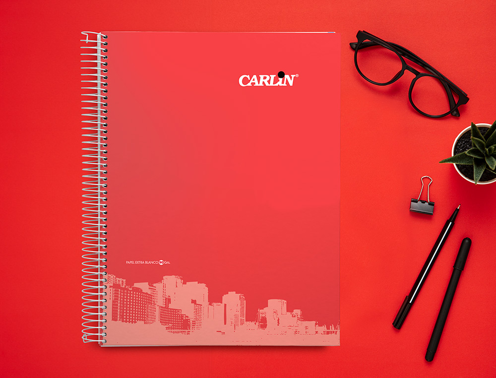 CUADERNO ESPIRAL CARLIN A4 TAPA FORRADA 80H 90GR CUADRO 4MM CON MARGEN 6 COLORES SRTOSREFº 16016