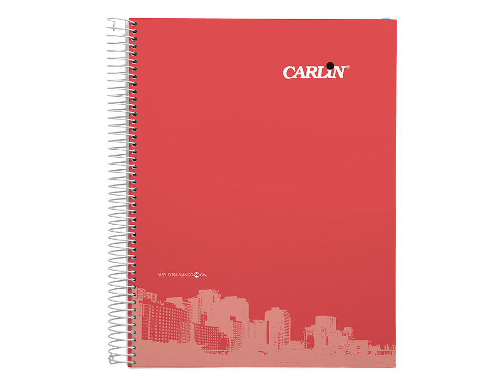 CUADERNO ESPIRAL CARLIN A4 TAPA FORRADA 80H 90GR CUADRO 4MM CON MARGEN 6 COLORES SRTOSREFº 16016