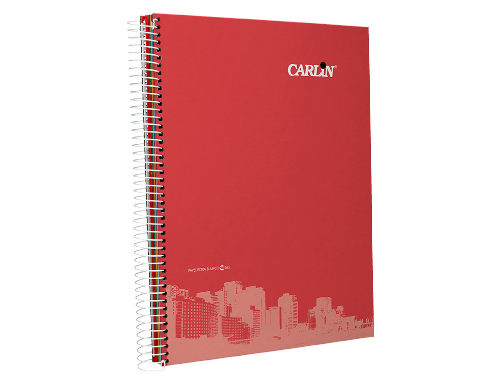 CUADERNO ESPIRAL CARLIN A4 TAPA FORRADA 80H 90GR CUADRO 4MM CON MARGEN 6 COLORES SRTOSREFº 16016