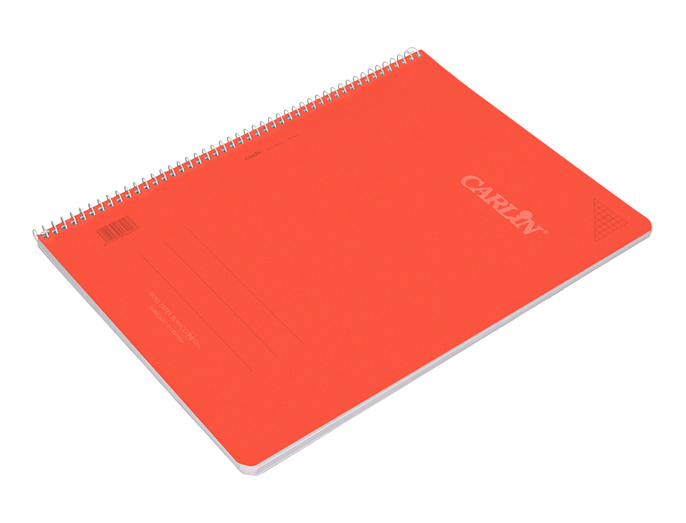 CUADERNO ESPIRAL CARLIN A4 TAPA PLASTICO 80H 90GR CUADRO 4MM CON MARGEN 6 COLORES SURTIDOS REFº 16020