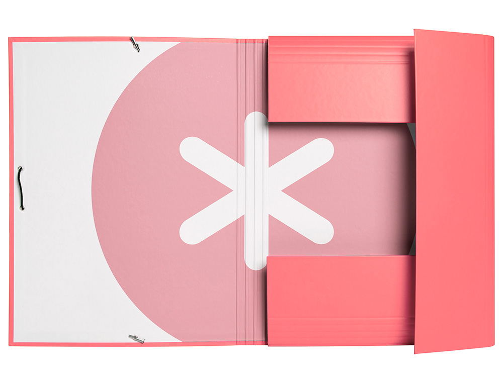 CARPETA ANTARTIK GOMAS TRES SOLAPAS CARTON FORRADO A4 COLOR CORAL