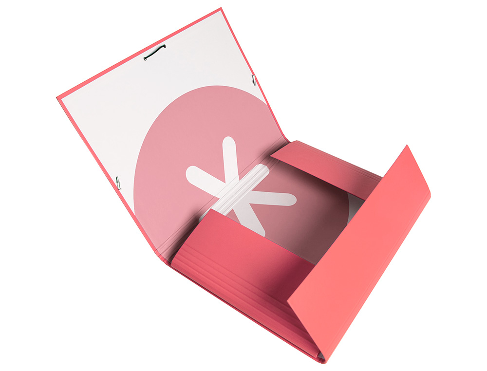 CARPETA ANTARTIK GOMAS TRES SOLAPAS CARTON FORRADO A4 COLOR CORAL