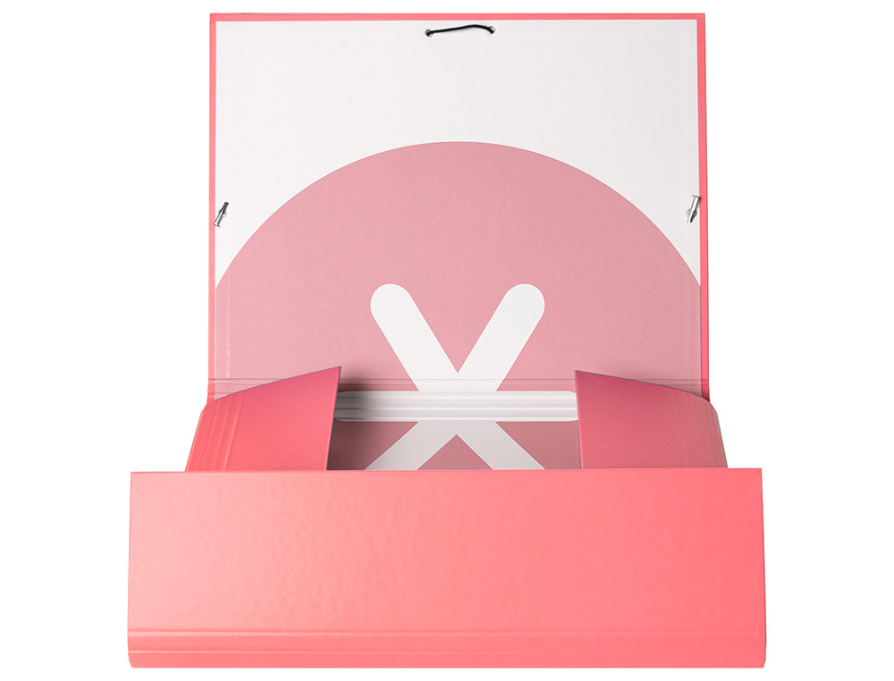 CARPETA ANTARTIK GOMAS TRES SOLAPAS CARTON FORRADO A4 COLOR CORAL