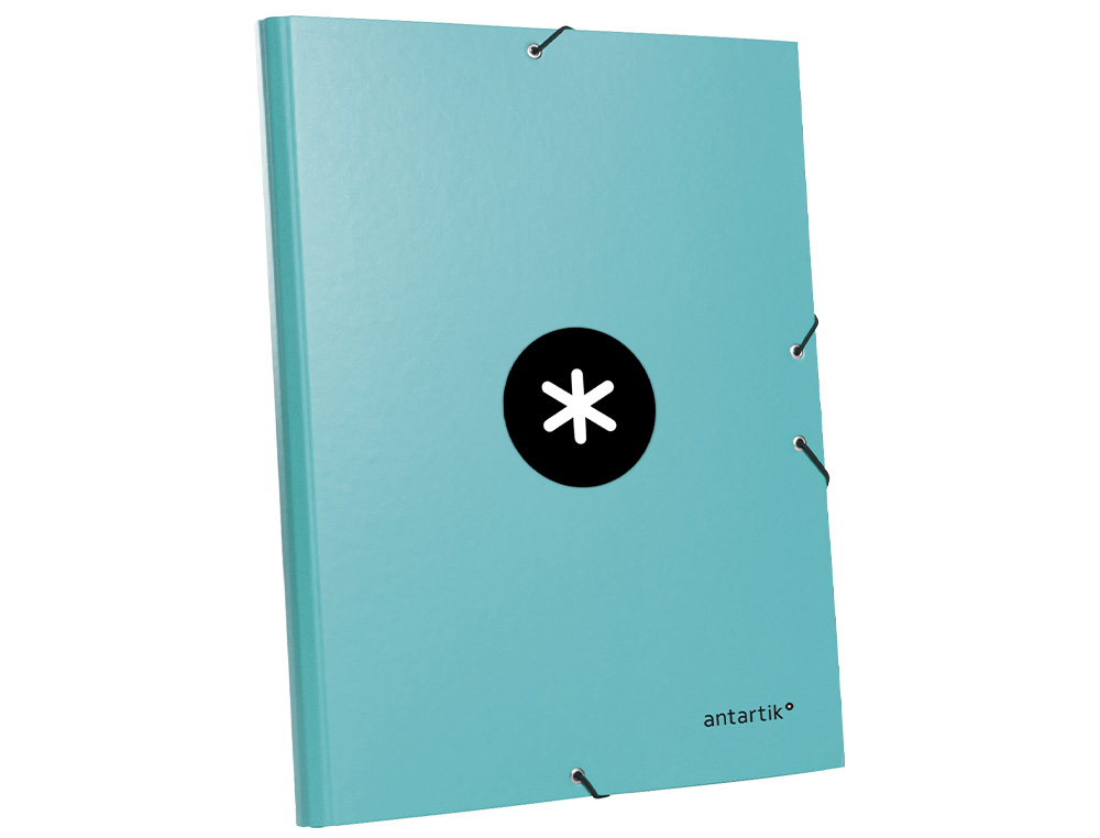 CARPETA ANTARTIK GOMAS TRES SOLAPAS CARTON FORRADO A4 COLOR MENTA