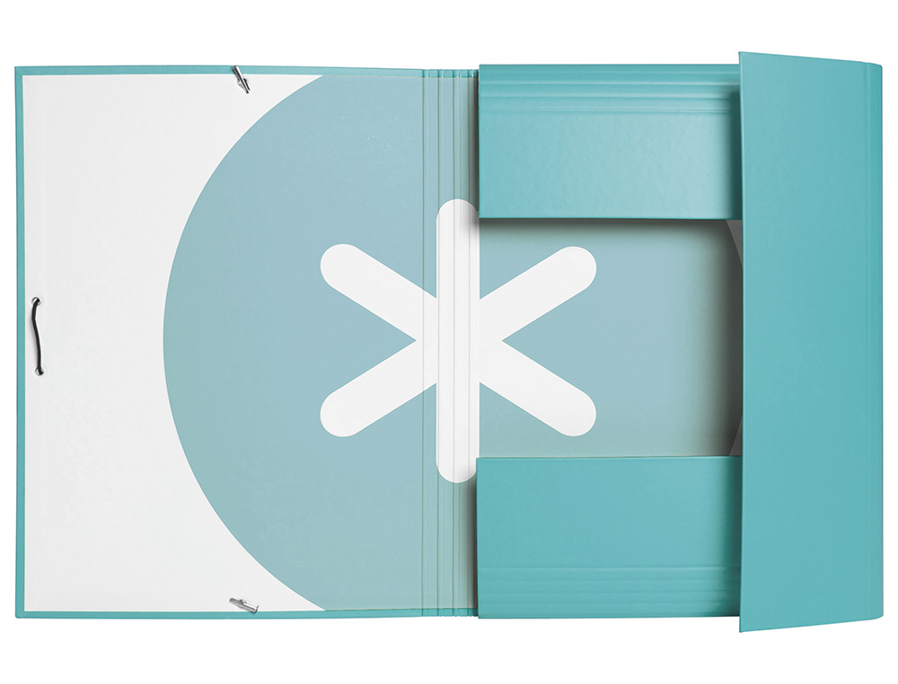 CARPETA ANTARTIK GOMAS TRES SOLAPAS CARTON FORRADO A4 COLOR MENTA