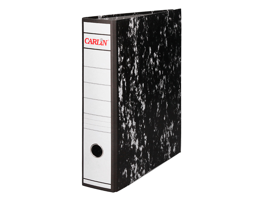 ARCHIVADOR DE PALANCA CARLIN FOLIO SIN RADO LOMO 80 MM NEGRO JASPEADO