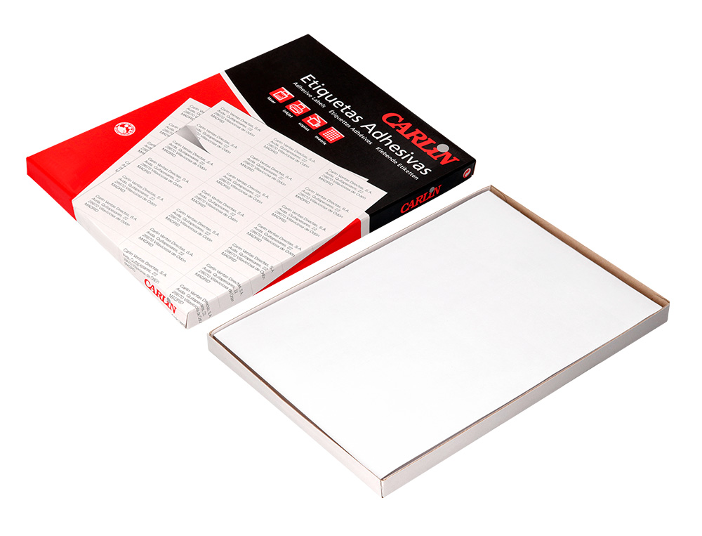 ETIQUETA ADHESIVA CARLIN 105X70 MM FOTOCOPIADORA LASER INK-JET CAJA DE 100 HOJAS DIN A4