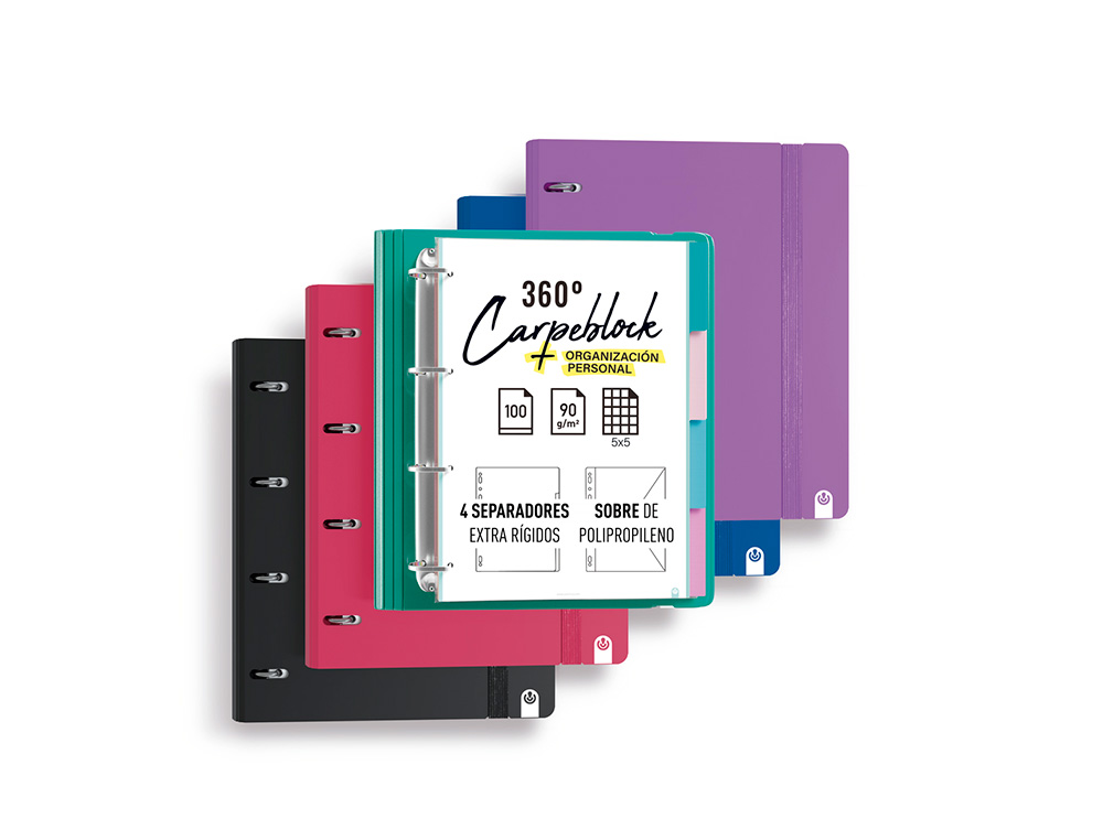 CARPETA CARPEBLOCK CARCHIVO DIN A4 FOAM CON RECAMBIO BONUS 360 STYLE COLORES SURTIDOS