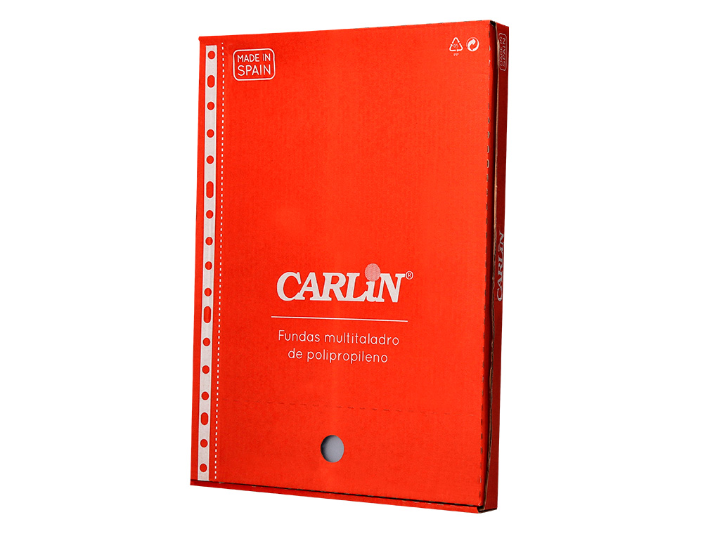 FUNDA MULTITALADRO CARLIN POLIPROPILENO FOLIO STANDARD 16 TALADROS CAJA DE 100 UNIDADES