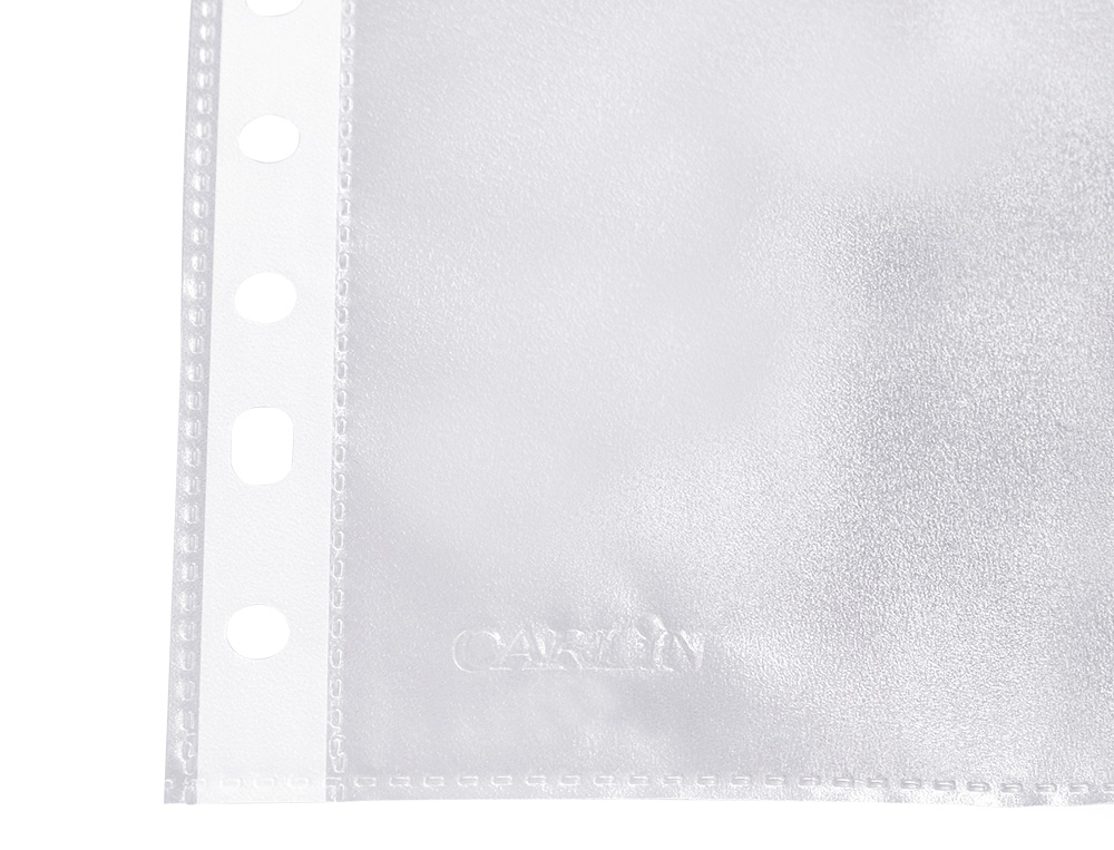 FUNDA MULTITALADRO CARLIN POLIPROPILENO FOLIO RUGOSO EXTRA 16 TALADROS CAJA DE 100 UNIDADES