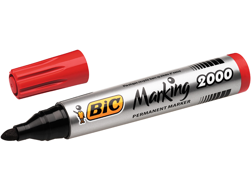 ROTULADOR BIC MARCADOR ECO PERMANENTE MARKING 2000 ROJO TRAZO 1,7 MM CAJA DE 12 UNIDADES