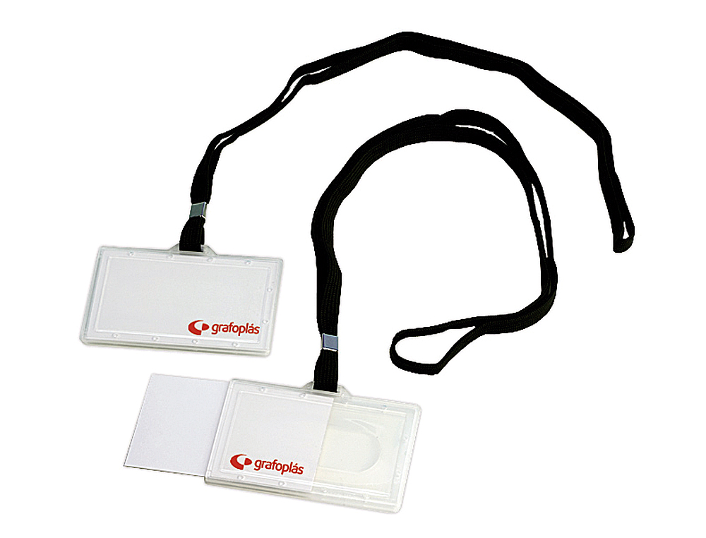 IDENTIFICADOR CON CORDON PLANO NEGRO GRAFOPLAS 65X95 MM CON APERTURA LATERAL